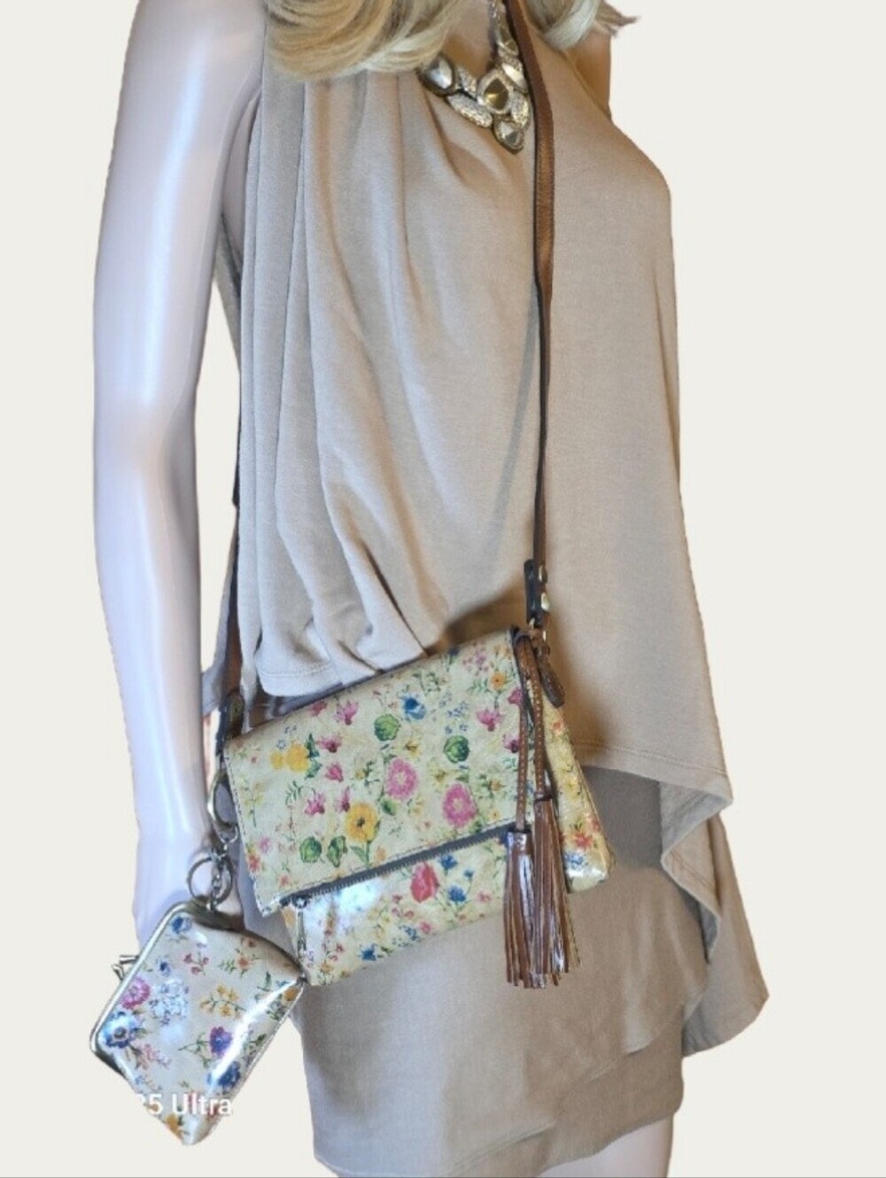 Patricia Nash Prairie Rose Matching Leather Corfu Bag and Borse Coin Purse EUC
